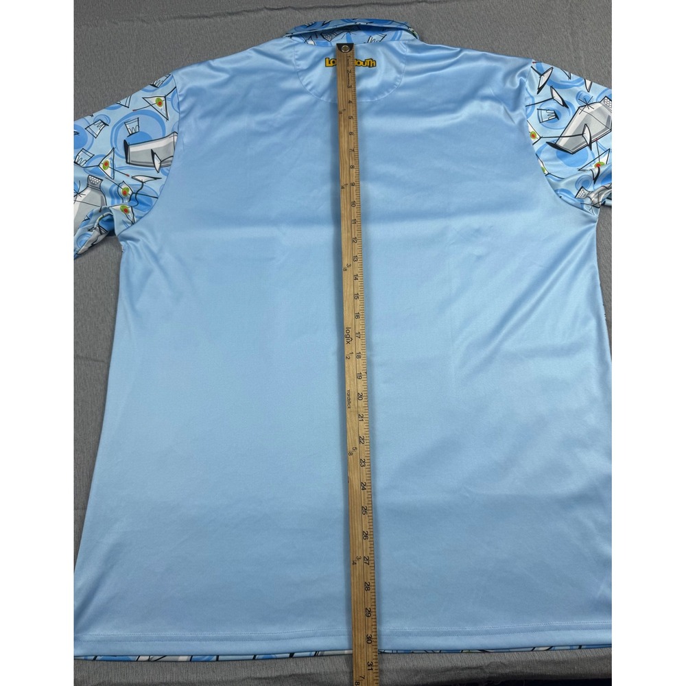 Loudmouth Golf Martini Cocktail Shaker Polo Shirt Blue Mens XL Short Sleeve - Picture 4 of 16